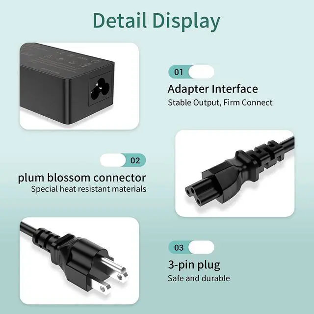 Alt view image 6 of 7 - Chromebook Charger, USB C Laptop Charger, 45W 65W Fast Charging for Dell Samsung HP Asus Acer Google Chromebook Charger, fit USB Computer Chargers for Laptops, Type c chromebook Charger