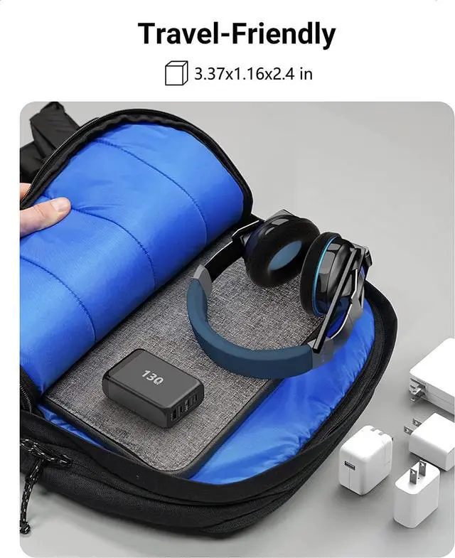 Alt view image 7 of 7 - 130W USB C GaN Wall Charger 4 Port PD 100W PPS 45W Super Fast Charging Station Type-C Laptop QC Power Adapter AC Cable Multiple Ports for iPhone 13 12 11 iPad MacBook Pro Samsung Pixel Lenovo HP Dell