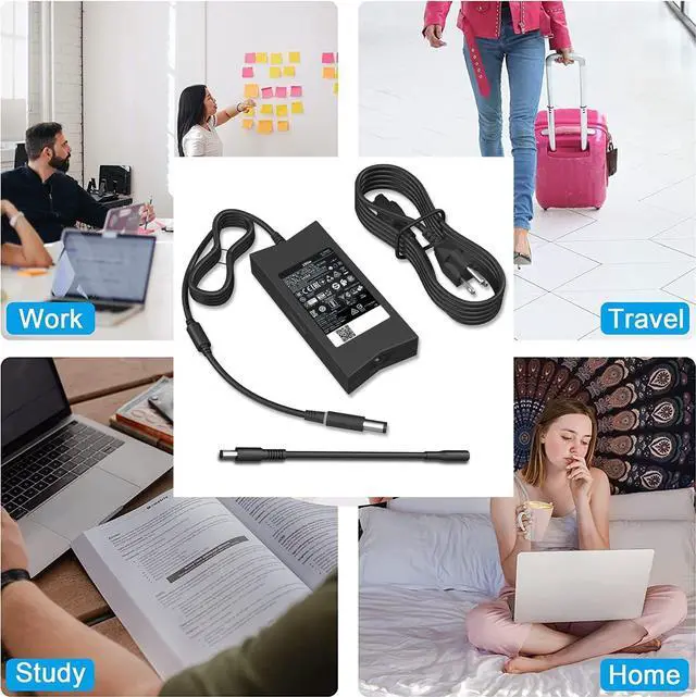 Alt view image 7 of 7 - 130W Laptop Charger Compatible with  XPS 15 Inspiron 7559 Precision 5510 Docking Station Power Cord PA-4E (2Tips 7.4 and 4.5mm)