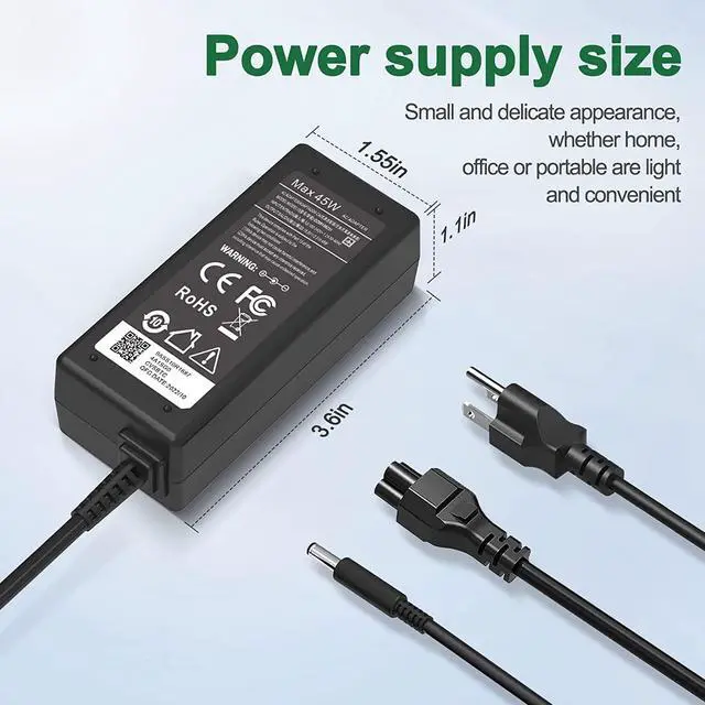 Alt view image 6 of 7 - 45W Charger for Dell Laptop Charger,AC Adapter for Dell Inspiron 15 3000 5000 Series 15-3552 3555 3558 3565 3567 5551 5552 5555 5558 5559 Laptop Power Supply Cord