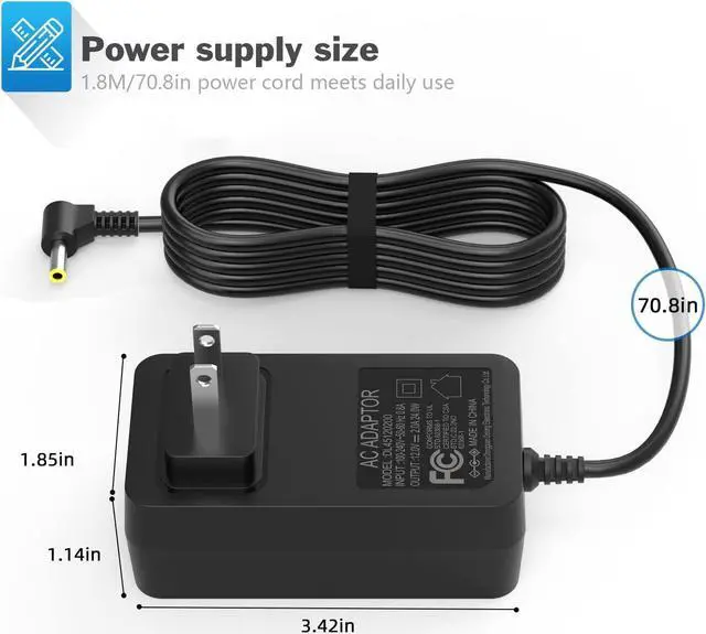 Alt view image 3 of 7 - 12V 2A Laptop Charger for Gateway Power Cord, Computer Wall Charger Gateway GWTN116-1 GWTC116-1 GWTC116-2 GWTN116-3 GWTN141-1 GWTN141-5 GWTN156-11 GWTN133-1 GWNC21524