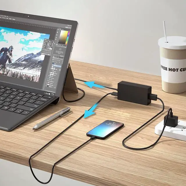Alt view image 6 of 6 - 65W Surface Pro Charger Compatible with Microsoft Surface Laptop 1 2 3, Surface Pro X 9 8 7 6 5 4 3, Surface Go Go 2 Go 3, Surface Book 1 2 Microsoft Surface Charger Power Supply Adapter