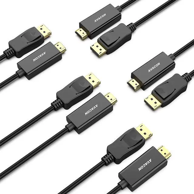 Main image of 4K DisplayPort to HDMI 6 Feet Cable 5 Pack, Uni-Directional DP 1.2 Computer to HDMI 1.4 Screen Cable Compatible with HP, ThinkPad, AMD, NVIDIA, Desktop