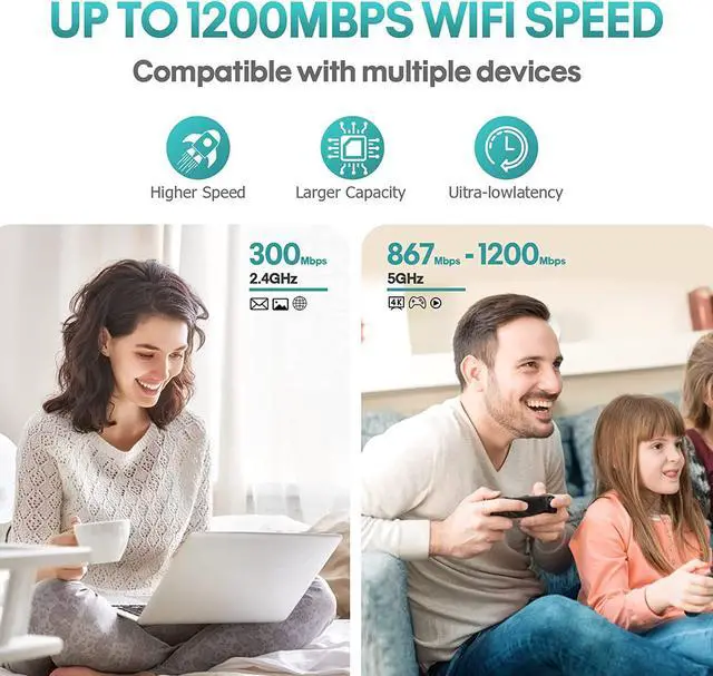 Alt view image 5 of 7 - WiFi Extender 1200Mbps, WiFi Extenders Signal Booster for Home, WiFi Range Extender Signal Booster up to 8000sq.ft, WiFi Booster, WiFi Extender Outdoor, Internet Booster, Internet Extender