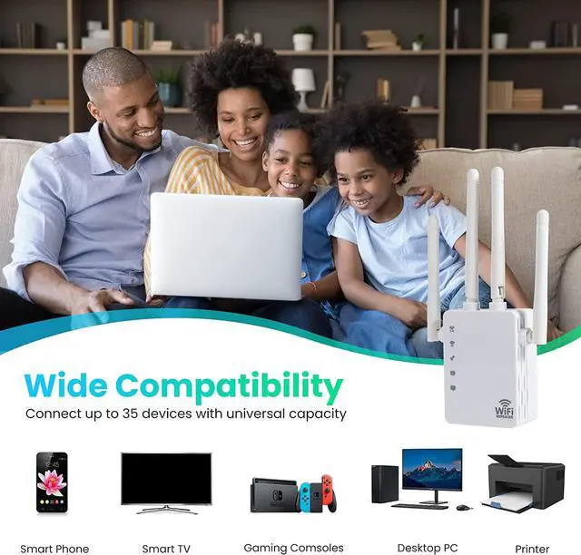 Alt view image 4 of 7 - WiFi Extenders Signal Booster for Home Cover Up to 8000 sq. ft & 35 Devices, WiFi Extender 1200Mbps, WiFi Amplifier WiFi Range Extender, WiFi Booster, Internet Booster, WiFi Extender Booster