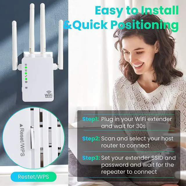 Alt view image 5 of 7 - WiFi Extenders Signal Booster for Home Cover Up to 8000 sq. ft & 35 Devices, WiFi Extender 1200Mbps, WiFi Amplifier WiFi Range Extender, WiFi Booster, Internet Booster, WiFi Extender Booster