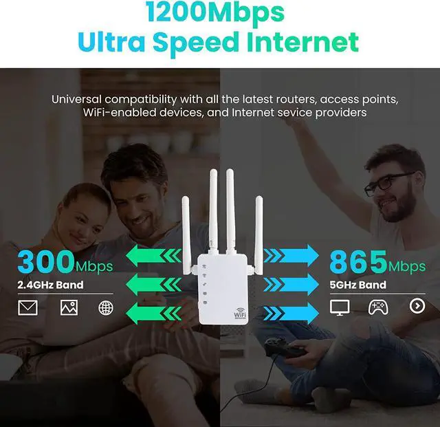 Alt view image 6 of 7 - WiFi Extenders Signal Booster for Home Cover Up to 8000 sq. ft & 35 Devices, WiFi Extender 1200Mbps, WiFi Amplifier WiFi Range Extender, WiFi Booster, Internet Booster, WiFi Extender Booster
