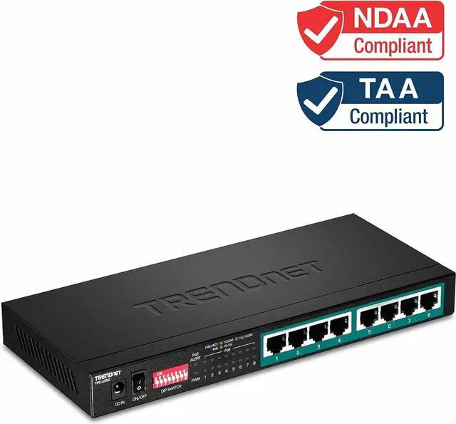 Alt view image 2 of 7 - TRENDnet 8-Port Gigabit Long Range Poe+ Switch, TPE-LG80, 65W Poe Budget, Ethernet/Network Switch, Long-Range Poe+ Extends Range Up to 200M (656 ft.), 16 Gbps Switching Capacity, Lifetime Protection