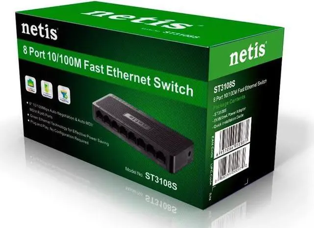 Alt view image 4 of 4 - ST3108S 8 Port 10/100Mbps Fast Ethernet Switch | Desktop Ethernet Splitter, Ethernet Hub, Plug and Play, Traffic Optimization Auto-Negotiation RJ45 Ports with Compact Design