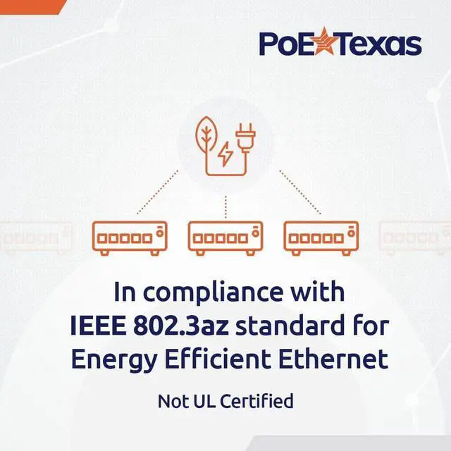 Alt view image 4 of 6 - PoE Texas 8 Port PoE Switch - 802.3af/at Power Over Ethernet with 8 PoE+ Ports, 2 LAN Uplink, VLAN & Extender - 120W High Speed Unmanaged Wired Network Switch - Security Camera, Video & More