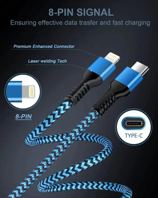 Alt view image 3 of 7 - [3ft/4Pack] USB C to Lightning Cable Nylon Braided iPhone Charger USB Type C Cable  Fast Charging Syncing Cord Compatible for iPhone 14/14Pro Max/13/13 Pro/13 Mini/12/12 Pro/11/11 Pro Max/XR/XS