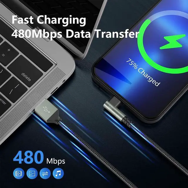 Alt view image 5 of 7 - iPhone Charger 10FT 3Pack 90 Degree Charging Cable [ MFi Certified] Long Lightning Cable Fast Charging Cord Compatible for iPhone 14/13/12/11/Pro/Max/Mini/X/Plus/8/7/6/5S/SE/Plus/iPad (10FT)
