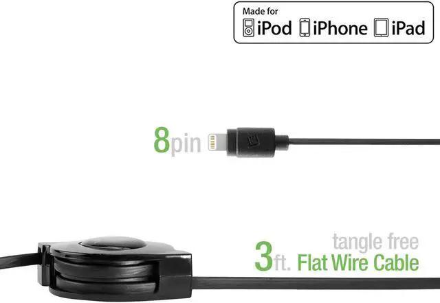 Alt view image 4 of 7 - Retractable Lightning iPhone Cable, Charging Cord Compatible with Apple iPhone 14 Pro Max Plus mini 13 12 11 Xs Xr X SE 8 7 6 5 iPad Pro Air Mini 6 iPod Touch, Nano (MFI Certified) (Lighting Black)