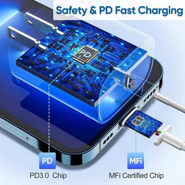 Alt view image 5 of 6 - i Phone 14 13 12 Charger 10 FT Long USB C to Lightning Cable [MFi Certified] with 20W Type C Fast Charging Block & Cord for iPhone 14 Pro Max/14 Pro/14 Plus/14/13 12 11 Pro Max Mini, iPad 2Pack