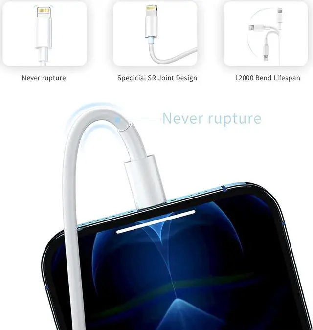 Alt view image 6 of 7 - USB C to Lightning Cable 2Pack 3FT [MFi Certified] iPhone Fast Charger Cable Power Delivery iPhone Cables Type C iPhone Charger Cord Fast Charging for 14/13/12/11/XS/XR/X/8/7/6 iPad AirPods