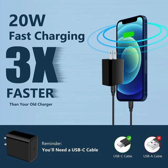 Alt view image 3 of 7 - USB C iPhone 17e 17 16e 16 iPad Pro/Air Charger Fast Charging for iPhone 17e 17 Pro Max Air 16e 16 15 Plus/iPad Air 13 11/iPad Pro 12.9/11/iPad A6/10th USB C Wall Charger Car Adapter+6FT Type-C Cable