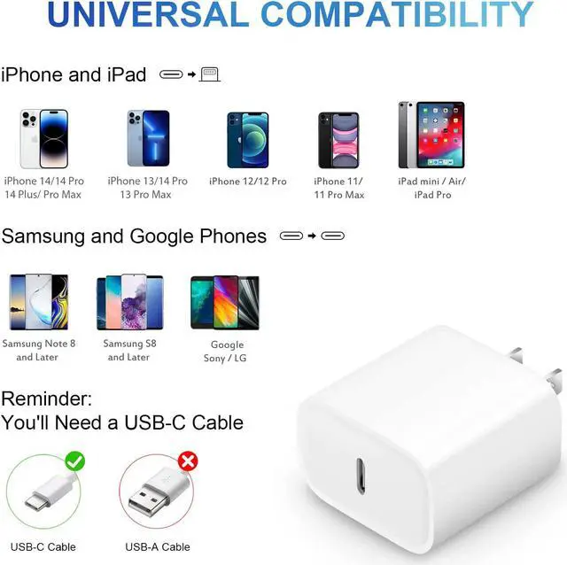 Alt view image 5 of 7 - iPhone Charger Fast Charging USB C Charger Block Type C Charging iPad Chargers with 6FT C Chargers Cord Compatible with iPhone14/14 Pro Max/13/13Pro/12/12 Pro/11 iPad