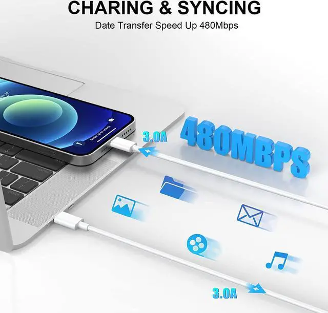 Alt view image 5 of 7 - iPhone11 12 13 14 Fast Charger 2Pack 20W iPhone Charger Fast Charging Block Adapter with 10FT USB-C to Lightning Data Sync Charging Cord for iPhone 14 13 12 11 Pro Max Xs Xr X 8