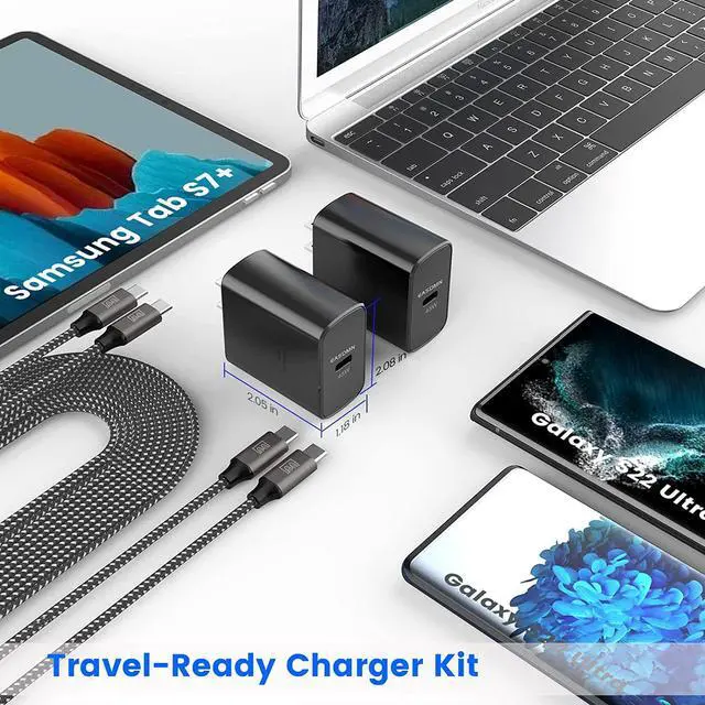 Alt view image 7 of 7 - 45W Super Fast Charger Type C [2 PACK] 45 Watt USB-C Charger PD/PPS Wall Charging Block for  Galaxy S24/S23 Ultra/S23+/S22 Ultra/S22+/S20 Ultra/Note 10 Plus Galaxy Tab S8(with 2x 6.6ft Cable)