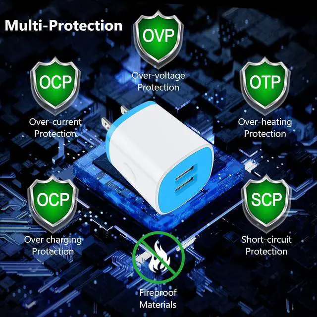 Alt view image 4 of 7 - USB Charger Wall Plug, iPhone Charging Box,AndHot 5Pack Home Travel 2.1Amp | Dual Port Fast Wall Charger Quick Charging Block Cube Brick for iPhone 17 16e 16 15 14 13 12 Pro Max XR X 8,Samsung,Android