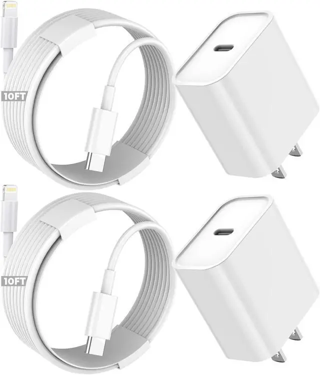 Main image of iPhone Fast Charger Extra Long iPhone Charger Fast Charging 10Foot 2Pack i Phone Chargers 10FT USB C to Lightning Cable Cord Adapter for iPhone 14 Pro Max/14 Plus/13 Mini/13/12/11/X/XR/SE/iPad/AirPods