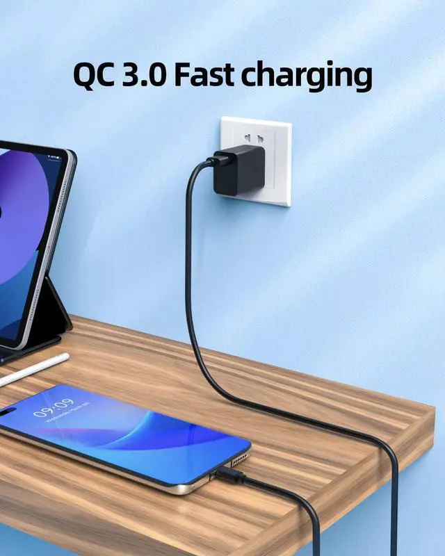 Alt view image 6 of 6 - 5FT Fast Quick 3.0 Wall Charger Fit for Samsung Galaxy J7 / J3 / J8 / J6 / J6+ / J5 / J4 / J4+ / J2 / J1 / Prime/Pro / J7 Sky Pro 2018 2017 Phone AC Adapter Power Supply Cord