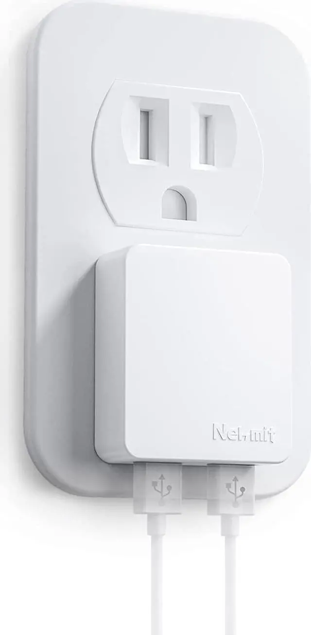 Main image of Dual Port Ultra Thin Flat USB Wall Charger with Smart IC White