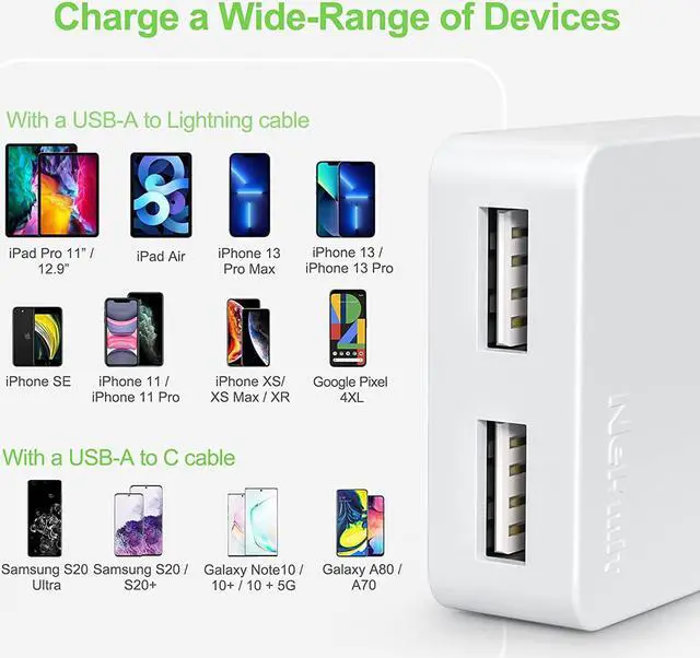 Alt view image 6 of 6 - Dual Port Ultra Thin Flat USB Wall Charger with Smart IC White