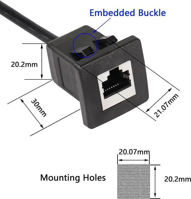 Alt view image 5 of 7 - CERRXIAN RJ45 Male to Female LAN Ethernet Network Cat 5e Panel Mount Cable (Black)(2m)