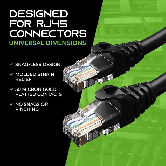 Alt view image 6 of 7 - GearIT Cat6 Cable 1.5 ft 18 in - Cat6 Ethernet Cable, Cat 6 Ethernet Cable, Cat6 Patch Cable, Cat 6 Patch Cable, Cat 6 Cable, Network Cable, Internet Cable - Black 1.5 Feet