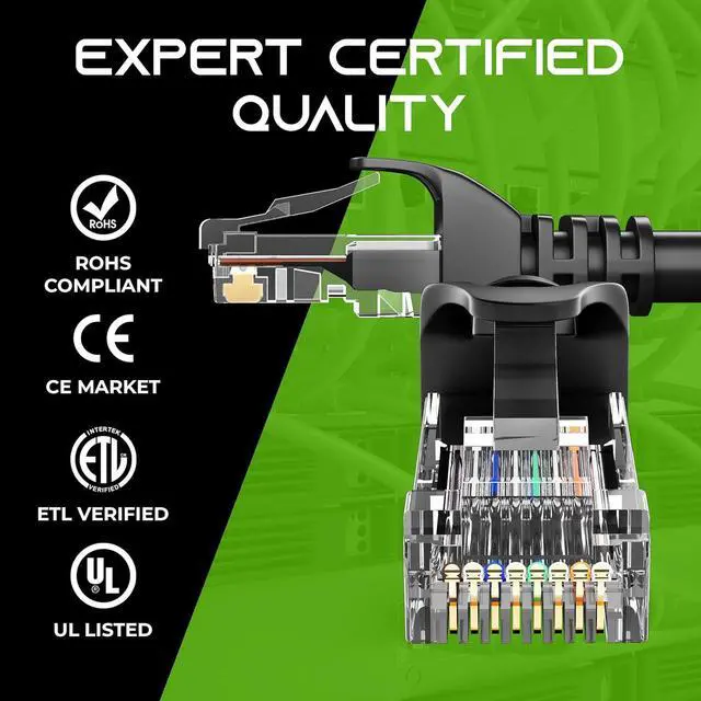Alt view image 7 of 7 - GearIT Cat6 Cable 1.5 ft 18 in - Cat6 Ethernet Cable, Cat 6 Ethernet Cable, Cat6 Patch Cable, Cat 6 Patch Cable, Cat 6 Cable, Network Cable, Internet Cable - Black 1.5 Feet