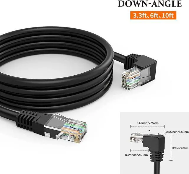 Alt view image 3 of 7 - CableCreation CAT6 Ethernet Patch Cable RJ45 LAN Cable Gigabit Network Cord 90 Degree Downward Angled,Bandwidth up to 250MHz 1Gbps for PC, Router, Modem, Printer, Xbox, PS4, PS3-6 Feet,Black