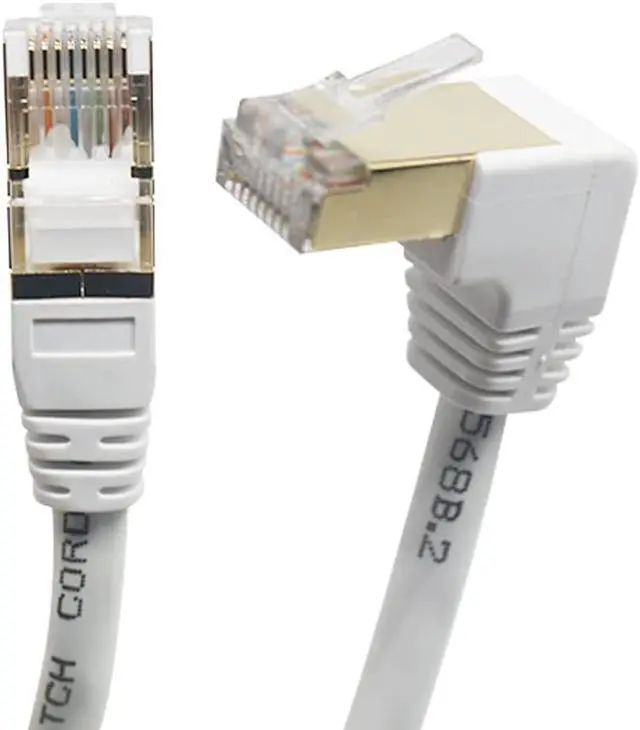 Alt view image 2 of 7 - Cat6 Ethernet Cable 90 Degree Downward Right Angle, Cat 6 Right Angle Ethernet Cable for PC,Router,Modem,TV Box,24 AWG FTP Cat6 Network Cable White (Downward Angle, 16FT)