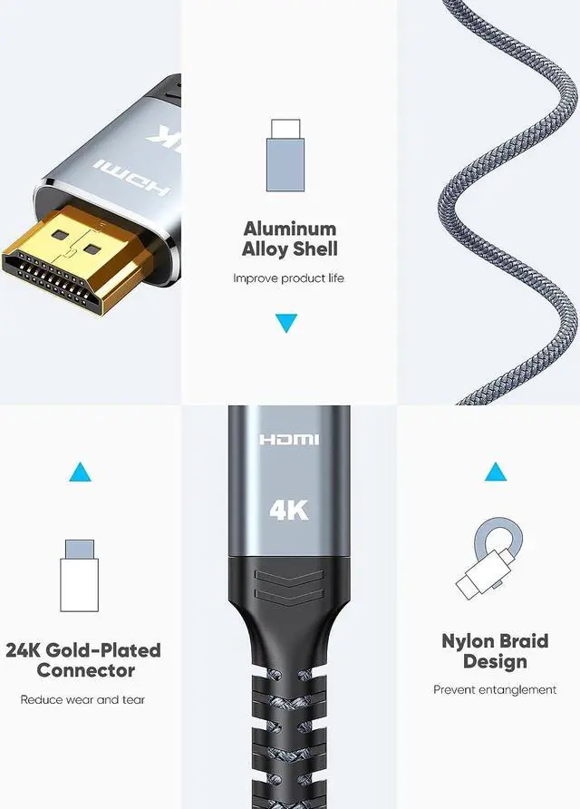 Alt view image 3 of 7 - Mini HDMI to HDMI Cable Adapter 3FT (4K 60Hz) High Speed HDMI to Mini HDMI Male Bi-Directional 2.0 Cord for HDTV Tablet Camera and Camcorder [Aluminum Shell Nylon Braided]