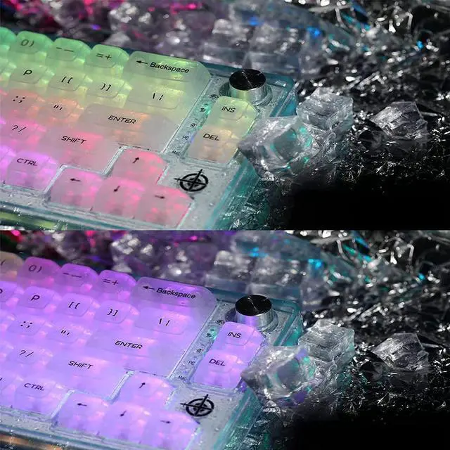 Alt view image 6 of 7 - MAGIC-REFINER MK31 60% Wired Mechanical Gaming Keyboard with Transparent Compact 66 Keys Chroma RGB Backlit, Custom Coiled C to A Cable, Ergonomic Hot Swappable Linear Switch Media Knob for PC/MAC