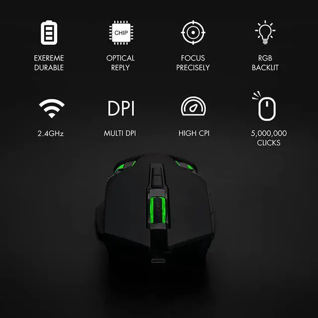 Alt view image 6 of 7 - CHONCHOW Rechargeable Wireless Keyboard and Mouse Combo Gaming Set,Red/Black/Grey Colored LED RGB Backlit 2500+500mAH Battery 3200DPI 2 Side-Button,Compatible with Xbox one Slim ps4 Windows Linux