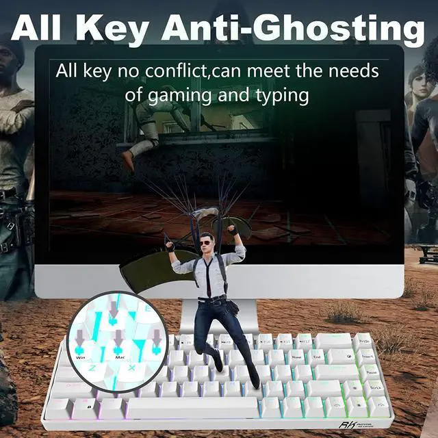 Alt view image 7 of 7 - RK ROYAL KLUDGE RK68 Wired 65% Mechanical Keyboard, RGB Backlit Ultra-Compact 60% Layout 68 Keys Gaming Keyboard, Hot Swappable Keyboard with Stand-Alone Arrow/Control Keys, Red Switch White