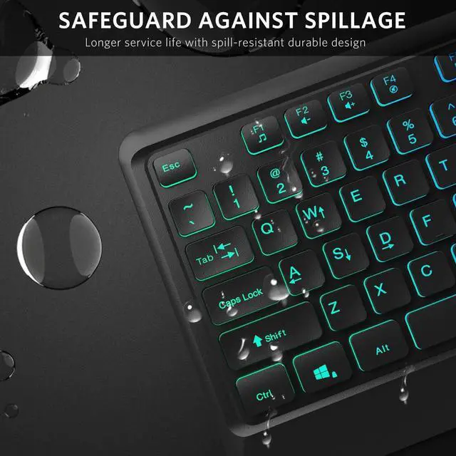 Alt view image 7 of 7 - Fiodio Rainbow Membrane Gaming Keyboard, Quiet Wired Computer Keyboard, 104 Silent & 26 Anti-Ghosting Keys, Spill Resistant, Multimedia Control for PC and Desktop