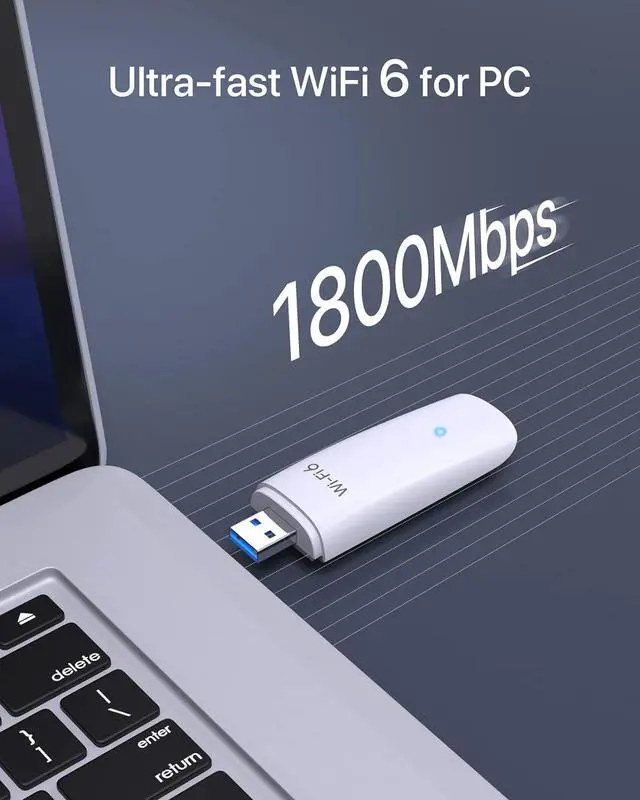 Alt view image 2 of 7 - BrosTrend WiFi 6 AX1800Mbps USB WiFi Adapter Dual Band Wi-Fi Dongle 5GHz 1201Mbps + 2.4GHz 574Mbps USB3.0 Wireless Network Adapter Wi-Fi USB Receiver for PC Laptop Desktop Supports Windows 11/10 ONLY
