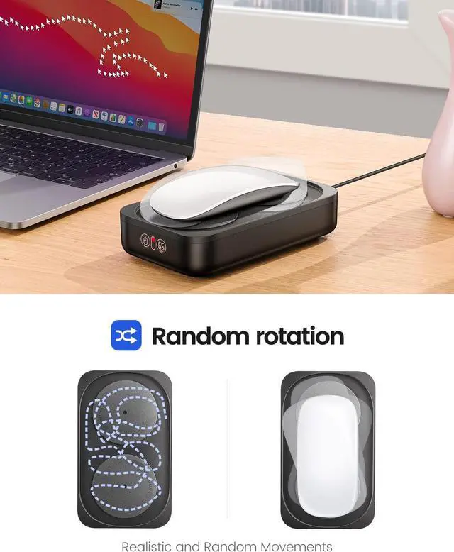 Alt view image 2 of 7 - Undetectable Mouse Jiggler Mouse Mover Jigger Device with LED Screen Interval Time Adjustable for Working from Home Thinking/Taking Notes when Working Keeps PC Live to Improve Office Efficiency