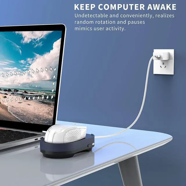 Alt view image 3 of 6 - Mouse Jiggler, Undetectable Mouse Mover Device Wiggler Shaker with Drive Free USB Cable and 5V1A Adapter, Moves Mouse Automatically, Keep PC Screen Active, Blue
