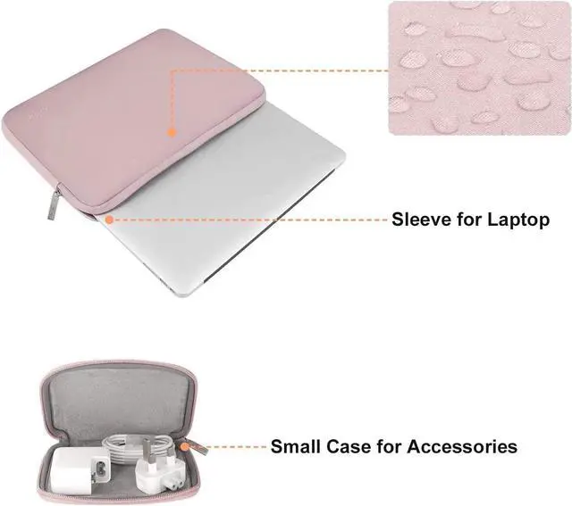 Alt view image 2 of 7 - Laptop Case 16 inch 15-15.6 inch Laptop Sleeve Bag Compatible with MacBook Pro 16 inch HP     Notebook Neoprene Computer Sleeve Bag with Small Case Baby Pink