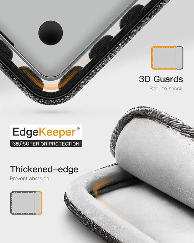 Alt view image 3 of 7 - Inateck 360° Protection 15-15.6 inch Laptop Sleeve case Bag Compatible with 15-15.6 inch laptops/Chromebooks/notebooks, Shockproof Protective - Black Gray