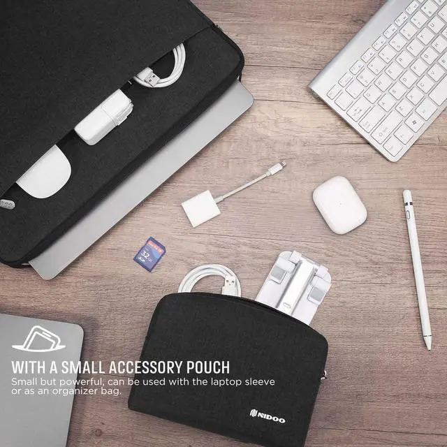Alt view image 2 of 6 - 15.6 Laptop Sleeve & Accessory Bag for 15.6  HP  ThinkPad Laptops - Dark Grey