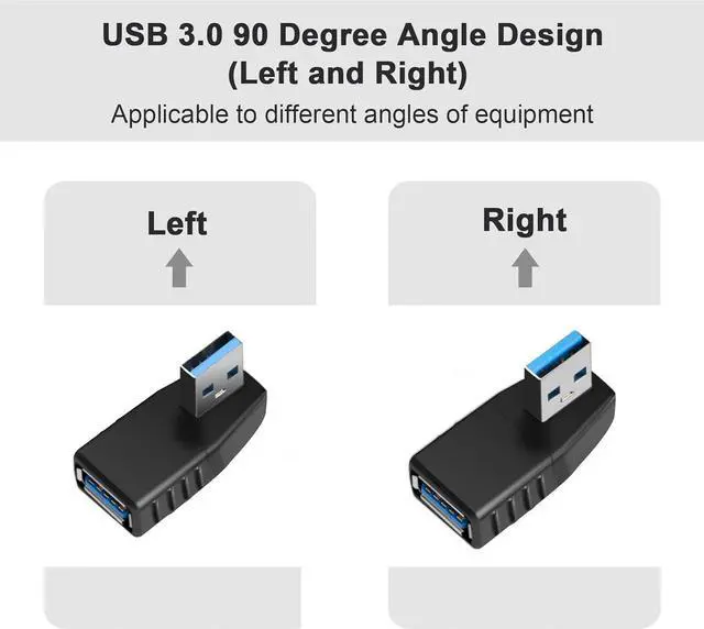 Alt view image 5 of 7 - USB 3.0 Adapter 90 Degree Male to Female Coupler Connector Plug Left Angle and Right Angle