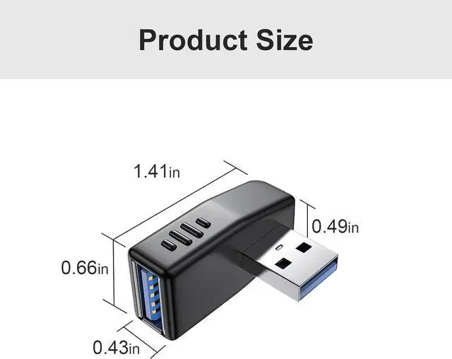 Alt view image 5 of 7 - USB 3.0 Adapter 90 Degree Male to Female Coupler Connector Plug Left Right Up Down Angle (USB 3.0 Adapter Left 2PCS)