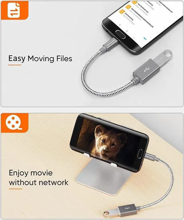 Alt view image 3 of 7 - USB to Micro USB Adapter 0.15m USB 2.0 Male to Female for USB Micro-B Devices S7 Flash Drive Mouse Keyboard Game Controller Aluminum Space Gray