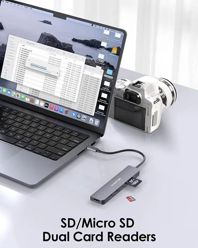 Alt view image 3 of 7 - USB C Hub with 100W Charging 4K HDMI Dual Card Reader USB 3.0 & 2.0 Compatible 2022-2016 MacBook Pro New Mac Air/Surface Chromebook More Stable Driver Adapter (CB-CE18 Space Gray)