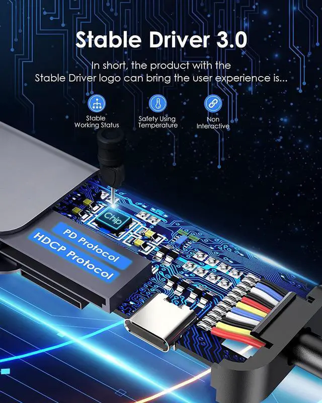 Alt view image 6 of 7 - USB C Hub with 100W Charging 4K HDMI Dual Card Reader USB 3.0 & 2.0 Compatible 2022-2016 MacBook Pro New Mac Air/Surface Chromebook More Stable Driver Adapter (CB-CE18 Space Gray)