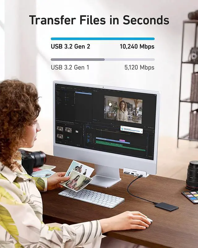 Alt view image 4 of 6 - Anker 535 USB C Hub (5-in-1), with 2 USB-A 10 Gbps Data Ports, USB-C 10 Gbps Port, SD and microSD Card Reader, for iMac Pro/iMac 24 inch 2021 / iMac 27 inch / 21.5 inch